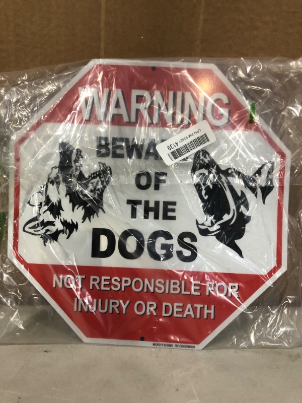 Photo 2 of Beware of Dog Sign Reflective Highly Visible 12x12" Dog Warning Signs Beware of The Dogs Aluminum Warning Sign, Not Responsible for Injury Or Death , UV Protected and Weatherproof, Easy Mounting, Indoor/Outdoor Use for home, Business, Driveway Alert