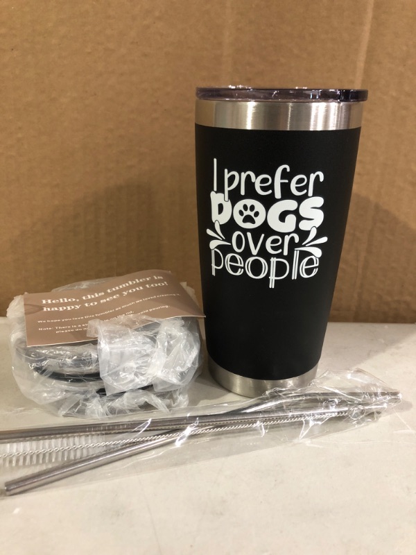Photo 2 of Abctec Dog Themed Gift I Prefer Dogs Over People - 20oz Stainless Steel Insulated Coffee Travel Mug - Dog Lovers Birthday Gifts, Dog Mom and Dad Tumbler Gifts for Dog Owners, Friends, Families