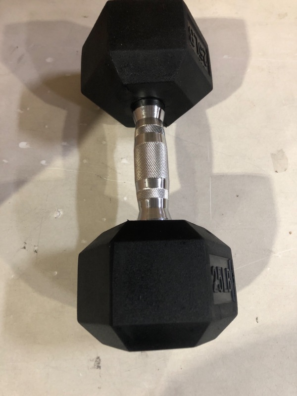 Photo 2 of Amazon Basics Rubber Encased Hex Dumbbell Hand Weight 25 Pounds Rubber Encased Hex Dumbbell