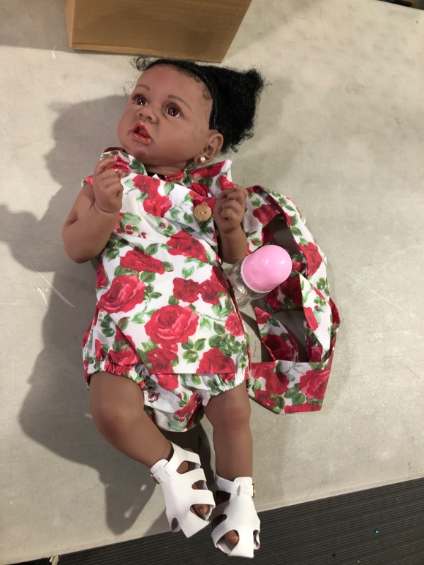 Photo 2 of JUDOLL Reborn Baby Dolls African American Baby Doll 23inches Full Silicone Vinyl Body with Realistic Weighted Gift for Kids