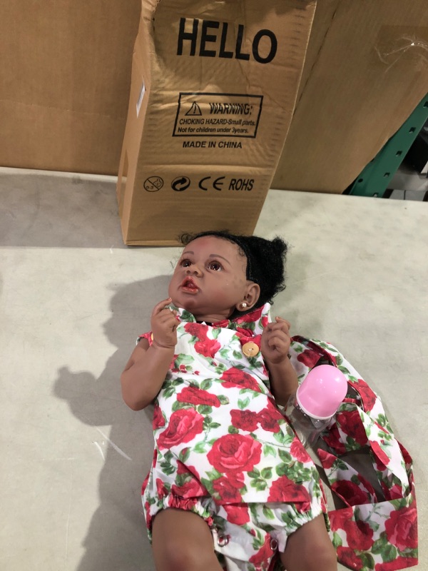 Photo 3 of JUDOLL Reborn Baby Dolls African American Baby Doll 23inches Full Silicone Vinyl Body with Realistic Weighted Gift for Kids