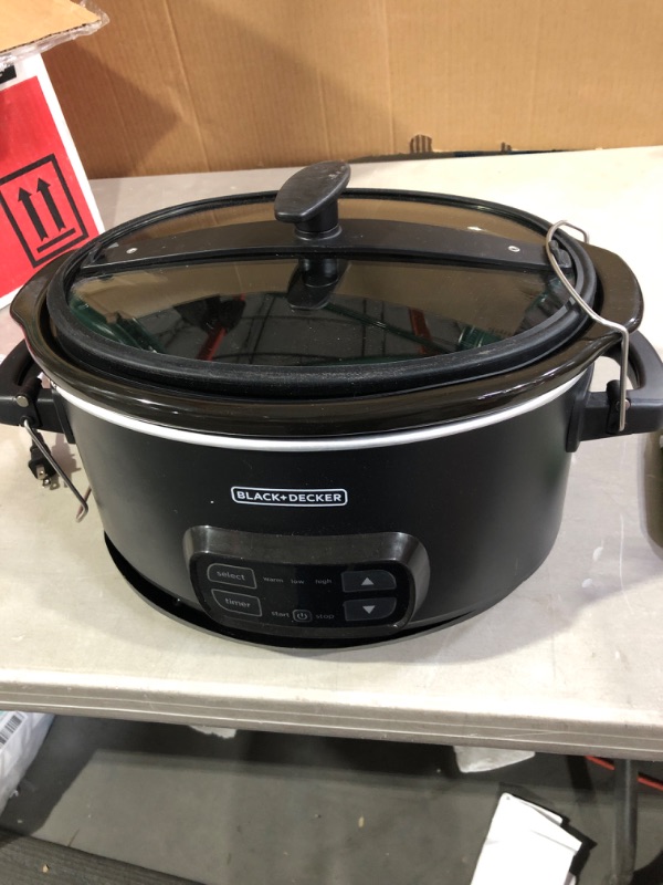 Photo 2 of BLACK+DECKER 7-Quart Digital Slow Cooker with Chalkboard Surface, Slate, SCD4007 14.09"D x 17.32"W x 9.65"H