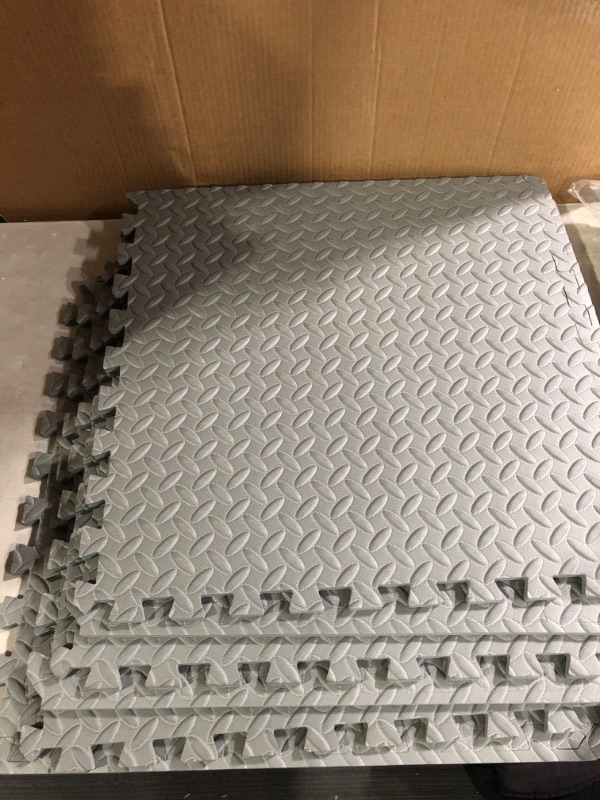 Photo 2 of BalanceFrom Puzzle Exercise Mat with EVA Foam Interlocking Tiles (Grey) 1/2" Thick, 24 S.F.