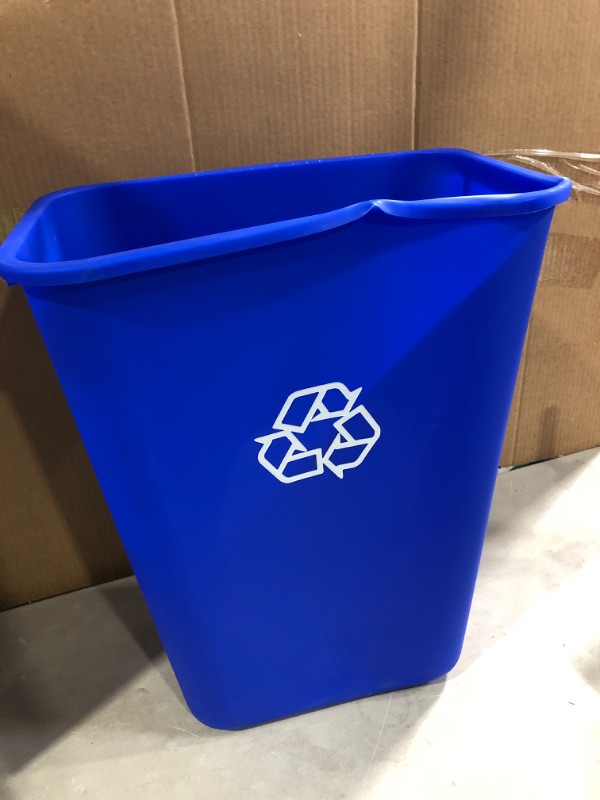 Photo 2 of Amazon Commercial 10 Gallon Commercial Office Wastebasket, Blue, w/ Recycle Logo, 1-pack BLUE 10 GALLON 1 pack.