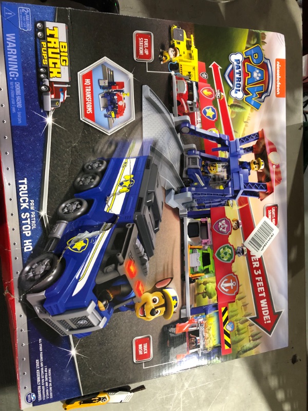 Photo 2 of Paw Patrol Big Truck Pups, Truck Stop HQ, 3ft. Wide Transforming Playset, Action Figures, Toy Cars, Lights and Sounds, Kids Toys for Ages 3 and up