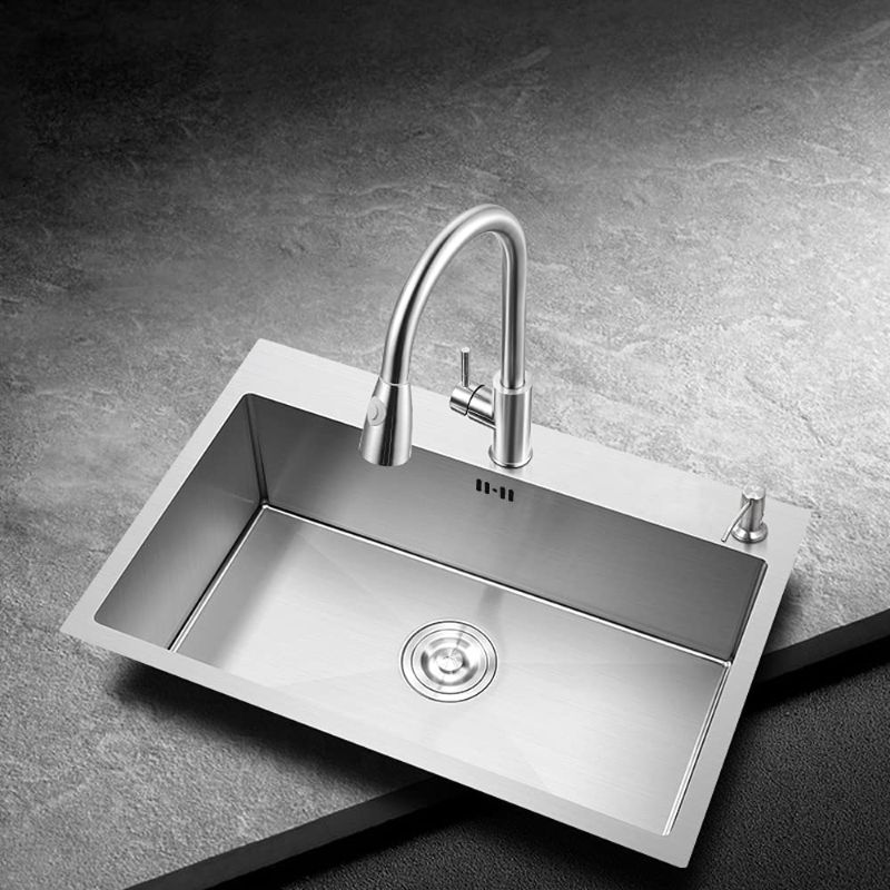 Photo 1 of 25" Drop-In or Undermount Single Bowl Kitchen Sink / Bar Sink with Pull-Down Faucet, Soap Dispenser, Drain Basket, Made of Stainless Steel (Steel)