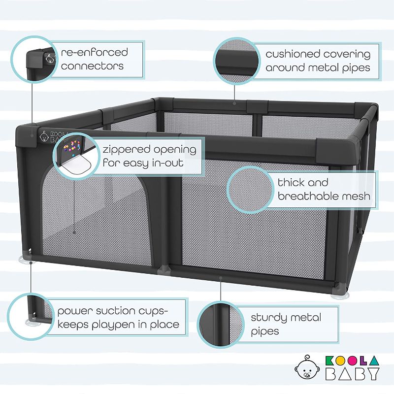 Photo 1 of Baby Playpen - Kids Activity Center with Anti-Slip Base - Portable Indoor & Outdoor Playard for Toddlers - Foldable Safety Play Yard for Babies - Baby Fence Play Area With Soft Breathable Mesh 60X60in