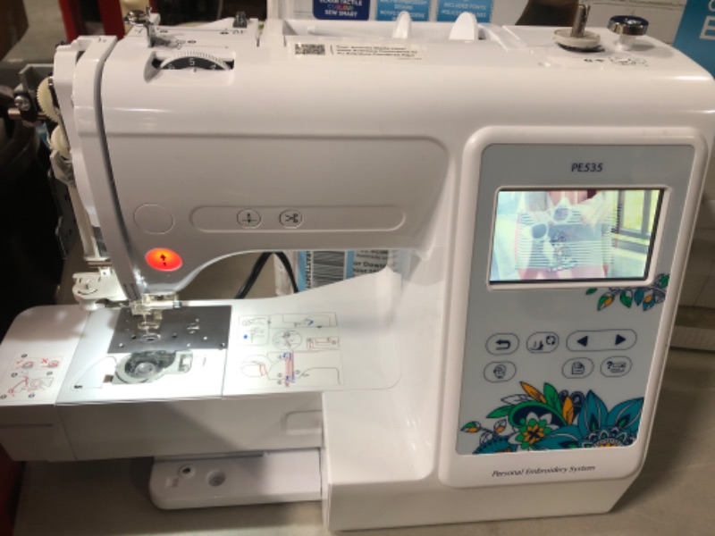 Photo 1 of Brother PE535 Embroidery Machine, 80 Built-in Designs, 4" x 4" Hoop Area, Large 3.2" LCD Touchscreen, USB Port, 9 Font Styles