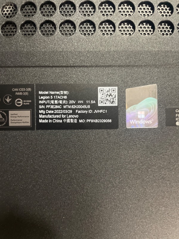 Photo 6 of Lenovo Legion 5 Gaming Laptop, 17.3” FHD (1920 x 1080) Display, AMD Ryzen 5 5600H Processor, 8GB DDR4 Ram, 256GB SSD Storage, NVIDIA GeForce GTX 1650, Windows 11 Home, Phantom Blue, 32GB Lumege Flash