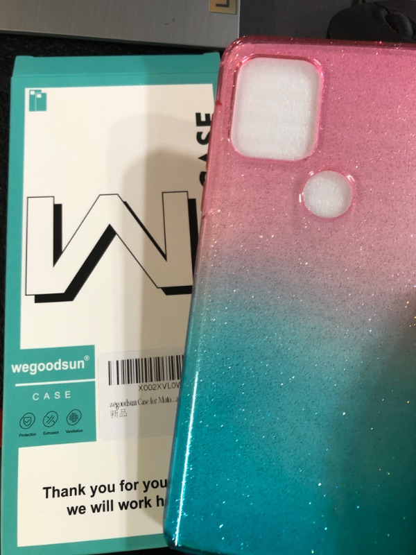 Photo 2 of (2 Pack) wegoodsun Phone Case for Motorola One 5G (Gradient Pink/Blue)