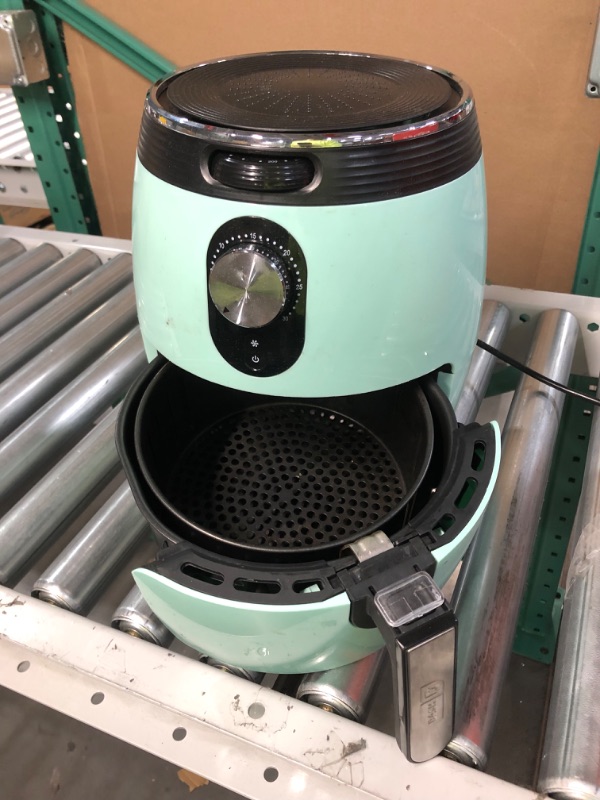 Photo 2 of ***USED*** Dash Deluxe Electric Air Fryer + Oven Cooker with Temperature Control, Non-stick Fry Basket, Recipe Guide + Auto Shut off Feature, 1200-Watt, 3 Quart - Aqua Aqua 3qt Air Fryer