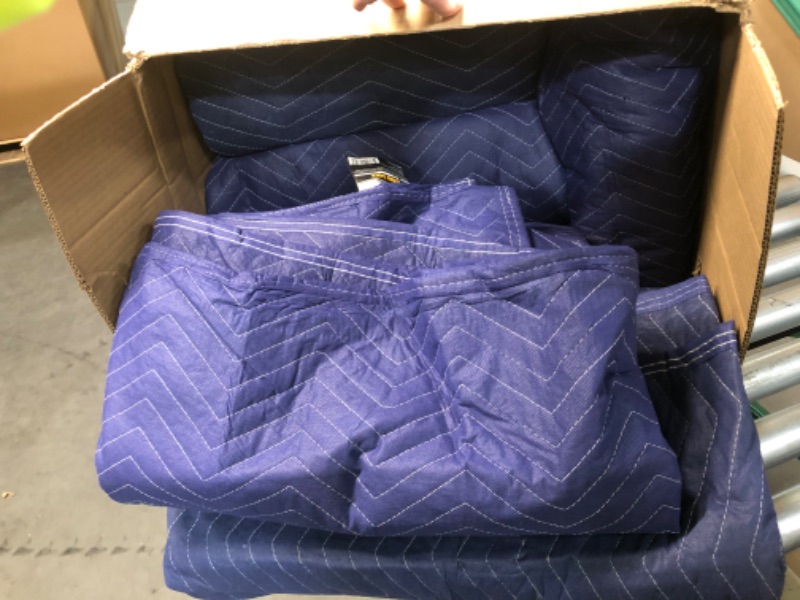 Photo 2 of ***DAMAGED*** Sure-Max 12 Moving & Packing Blankets - Pro Economy - 80" x 72" (35 lb/dz Weight) - Quilted Shipping Furniture Pads Navy Blue and Black
