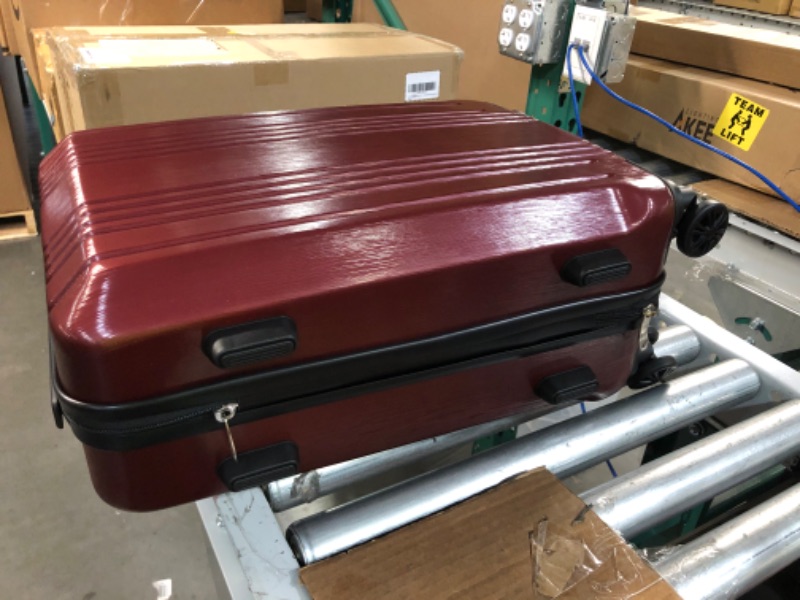 Photo 2 of ***DAMAGED*** Coolife Luggage Suitcase PC+ABS with TSA Lock Spinner Carry on Hardshell Lightweight 20in 24in 28in (wine red, S(20in_carry on))