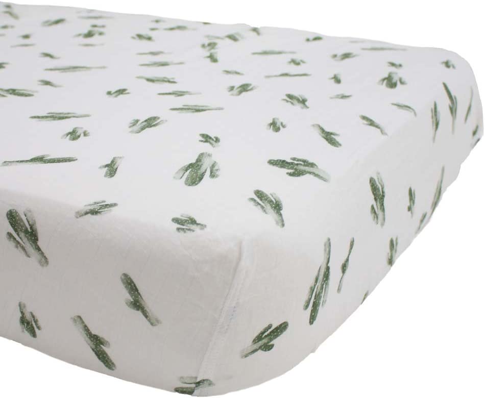 Photo 1 of Crib Sheet, Soft Muslin Design, Stylish Pattern - Saguaro Cactus