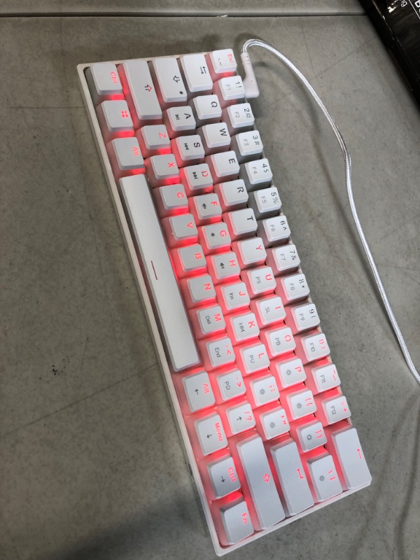 Photo 3 of RK ROYAL KLUDGE RK61 Wired 60% Mechanical Gaming Keyboard RGB Backlit Ultra-Compact Hot-Swappable Red Switch White