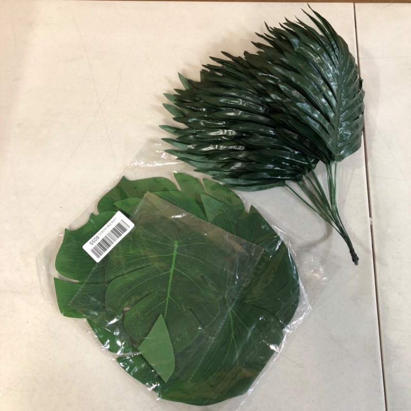 Photo 2 of 36 Pcs 3 Kinds Artificial Palm Leaves Tropical Plant Faux Leaves Safari Leaves 