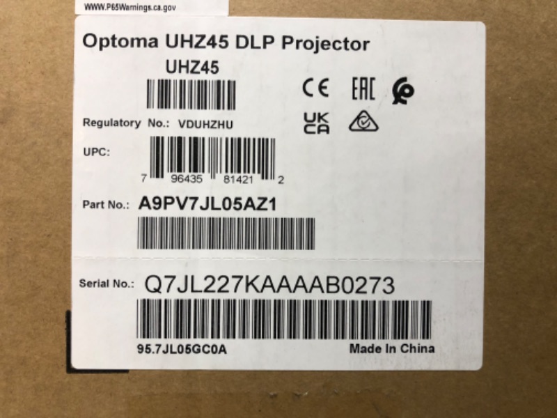 Photo 3 of Optoma UHZ45 4K UHD Laser Home Theater/Gaming Projector