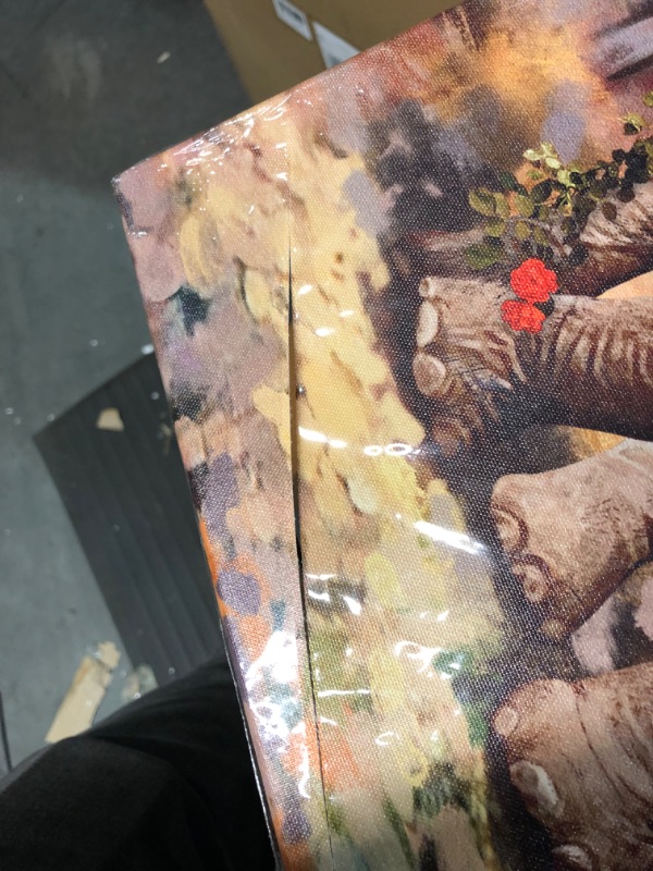 Photo 1 of *see notes!* Vintage Elephant Painting Wall Art 24x36inch
