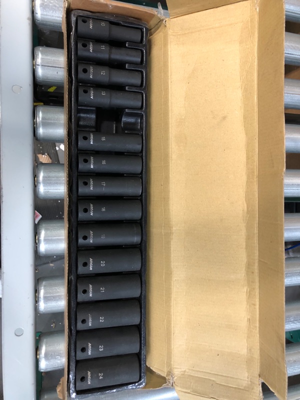 Photo 1 of ARCAN PROFESSIONAL TOOLS 1/2 Inch Drive Deep Impact Socket Set, Metric, 10mm - 24mm, Cr-V