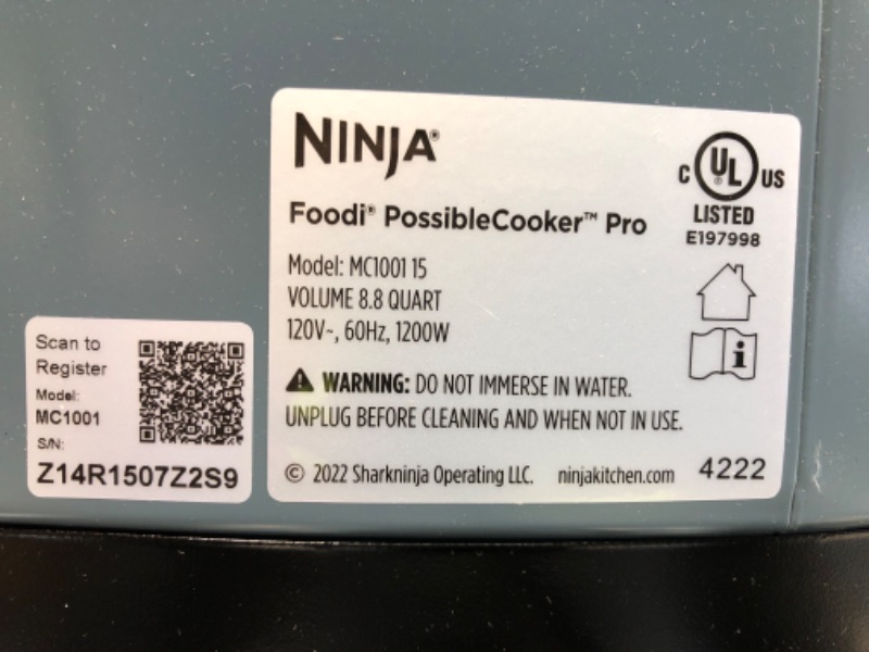 Photo 3 of **SEE NOTES**
Ninja MC1001 Foodi PossibleCooker PRO 8.5 Quart Multi-Cooker, Sea Salt Grey