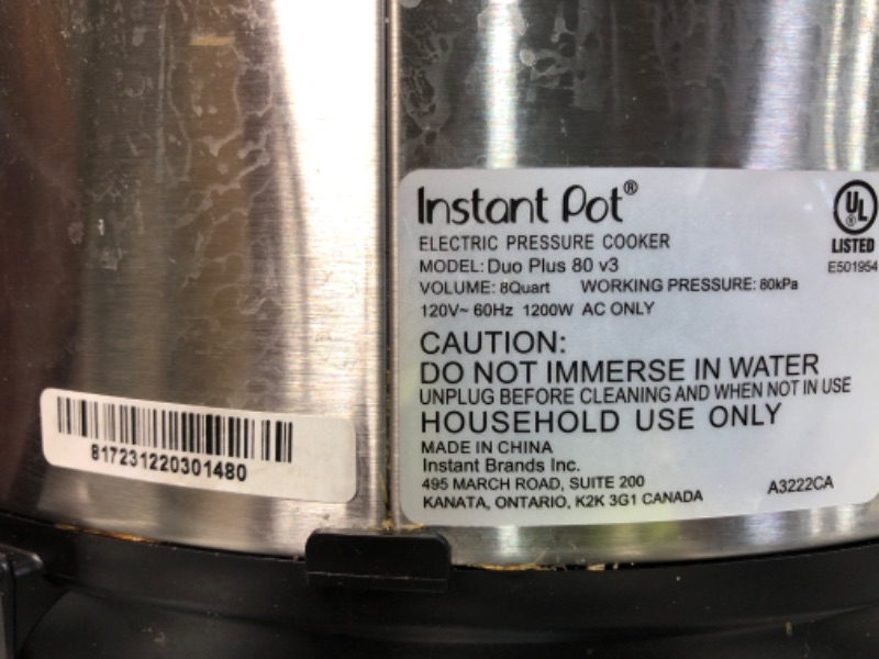 Photo 3 of **USED** Instant Pot Duo Plus 9-in-1 Electric Pressure Cooker, Slow Cooker, 8QT Duo Plus