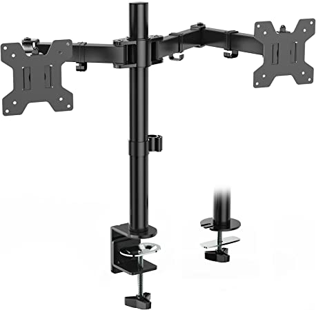 Photo 1 of WALI Dual LCD Monitor Fully Adjustable Desk Mount Stand Fits 2 Screens up to 27 inch, 22 lbs. Weight Capacity per Arm (M002), Black