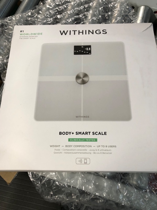 Photo 2 of *USED/SEE NOTES* Withings Body+ - Digital Wi-Fi Smart Scale with Automatic Smartphone App Sync 12.8 x 12.8 x 0.9 inches; 4.4 Pounds