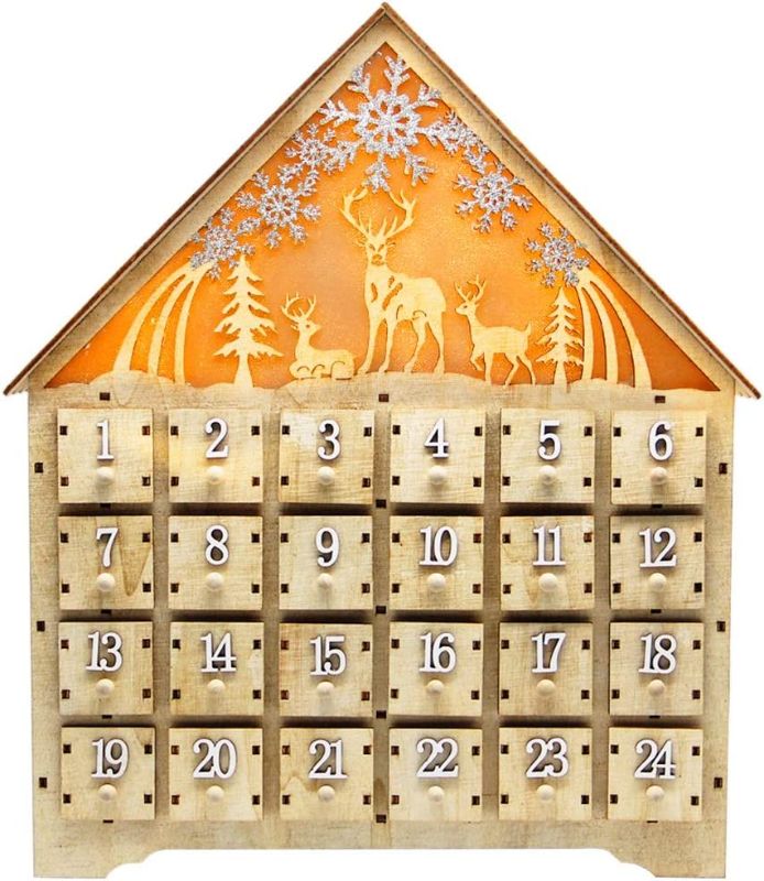 Photo 1 of *NEW/BROKE,SEE NOTES** SAND MINE Countdown to Christmas Wooden LED Lighted Advent Calendar, 24 Drawers (Wood)