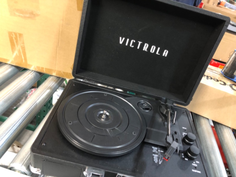 Photo 6 of **USED/MISSING POWER CORD** Victrola Journey+ Bluetooth Suitcase Record Player, Black (VSC-400SB-BLK-SDF) Black Record Player