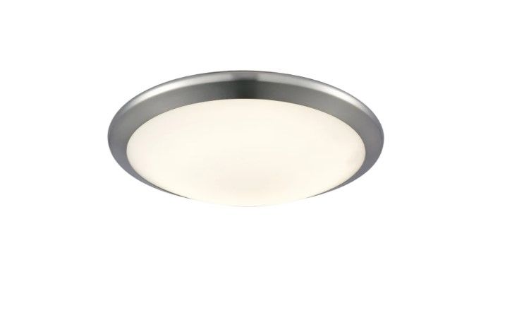 Photo 1 of *NOT TESTED**LIGHT SHADE DOESN'T FIT PROPERLY**Single Light 12" Wide Integrated LED Flush Mount Ceiling Fixture with Bowl Shaped Glass Shade