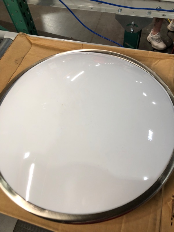 Photo 4 of *NOT TESTED**LIGHT SHADE DOESN'T FIT PROPERLY**Single Light 12" Wide Integrated LED Flush Mount Ceiling Fixture with Bowl Shaped Glass Shade