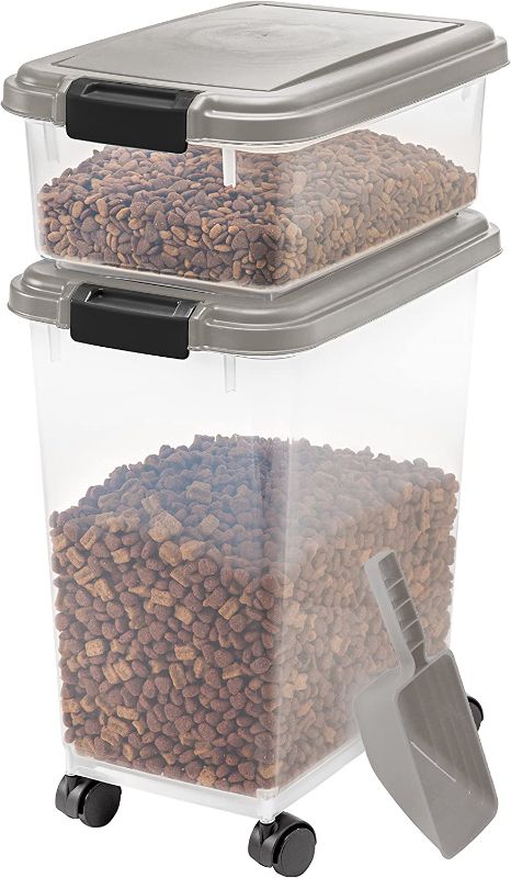 Photo 1 of **LID IS CRACKED**IRIS USA 3-Piece 35 Lbs / 45 Qt WeatherPro Airtight Pet Food Storage