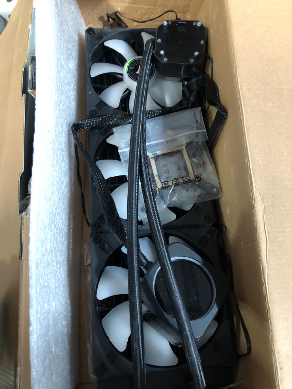 Photo 3 of **FOR PARTS**CORSAIR iCUE H170i ELITE LCD Display Liquid CPU Cooler-Custom IPS LCD Screen-48 Dynamic RGB LEDs-140mm Fans -420mm Radiator-COMMANDER CORE Smart Lighting Controller