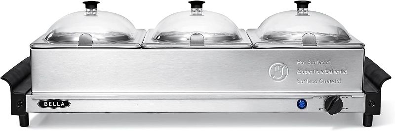 Photo 1 of BELLA 4.5 Quart Triple Electric Buffet Server, Food Warming Tray & Slow Cooker 