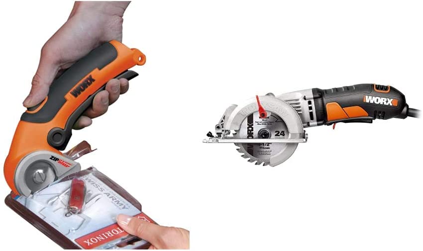 Photo 1 of WORX WX082L 4V ZipSnip Cordless Electric Scissors & Worx WX429L 4 Amp SAW 4.5" Electric Compact Circular Saw