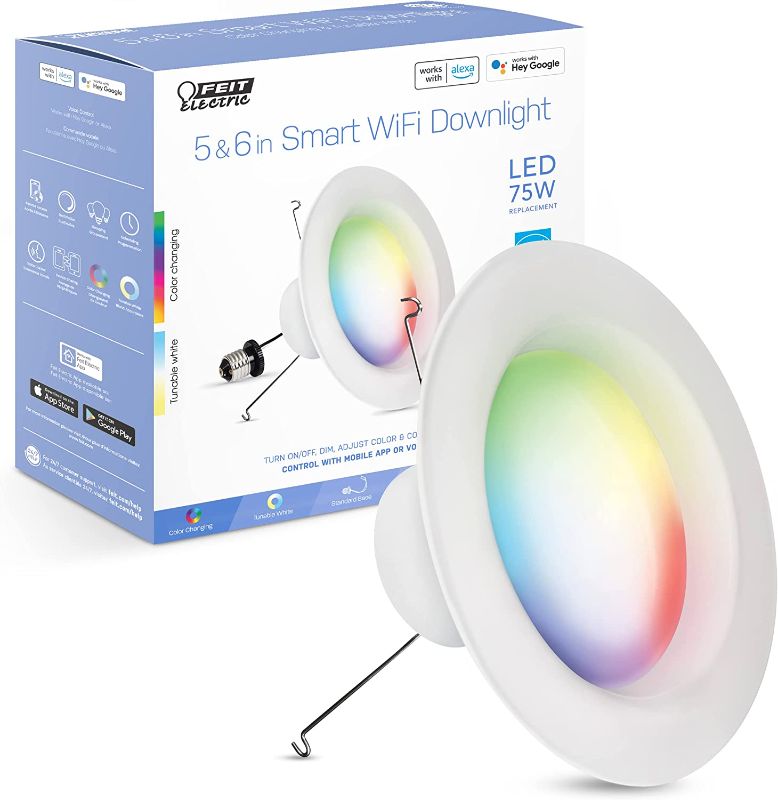 Photo 1 of Feit Electric LEDR6/RGBW/AG 75 Watt Equivalent 2.4GHz WiFi Color Changing and Tunable White