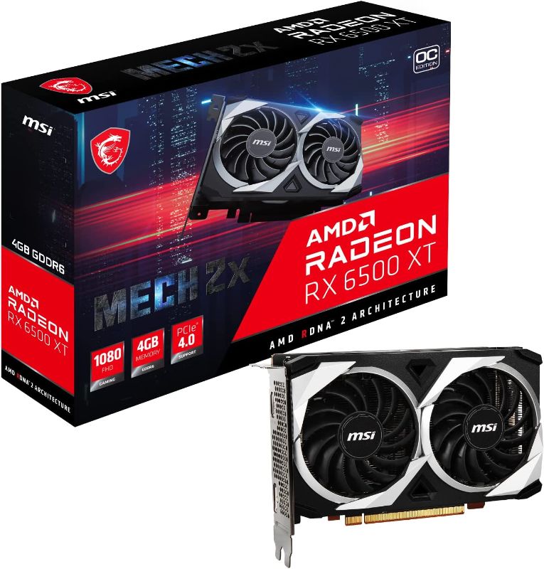 Photo 1 of **NOT USED**MSI Gaming AMD Radeon RX 6500 XT 64-bit 4GB GDDR6 DP/HDMI PCIe 4 Torx Twin Fans FreeSync DirectX 12 VR Ready OC Graphics Card (RX 6500 XT MECH 2X 4G OC)