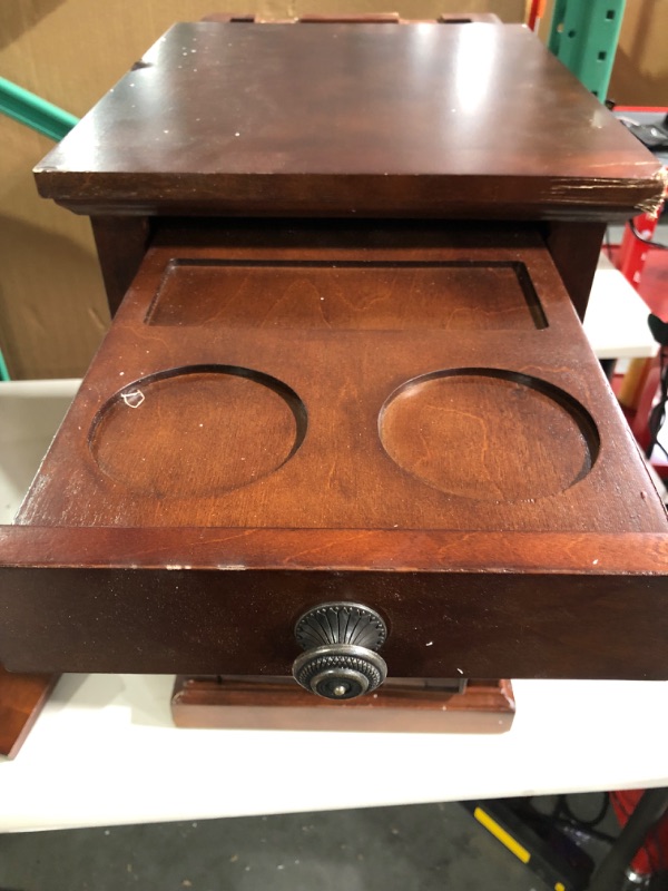Photo 1 of Ball & Cast Traditional End Table with Charging Station Chair Side Table with USB Ports & Outlets, Dark Brown