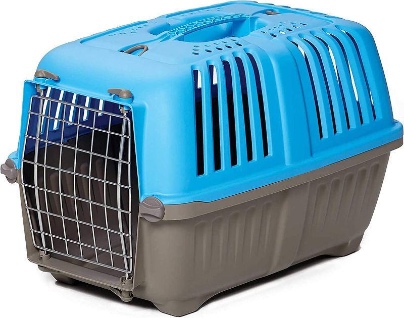 Photo 1 of Dog or cat carrier Color, baby, blue and gray And metal cage door