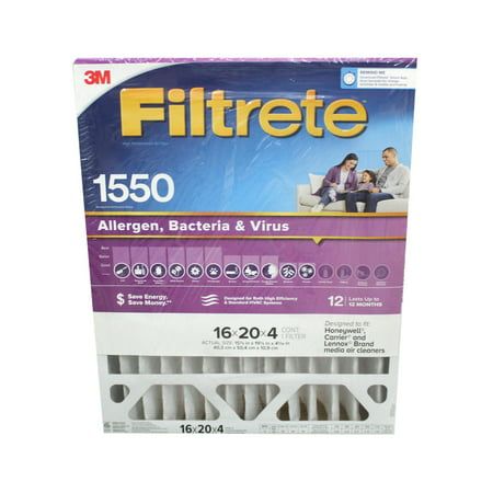 Photo 1 of 3M Filtrete 1550 Allergen Bacteria & Virus 16x20x4 Single Filter  2 PACKS