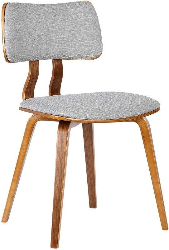 Photo 1 of Armen Living Jaguar Dining Chair in Grey Fabric and Walnut Wood Finish
