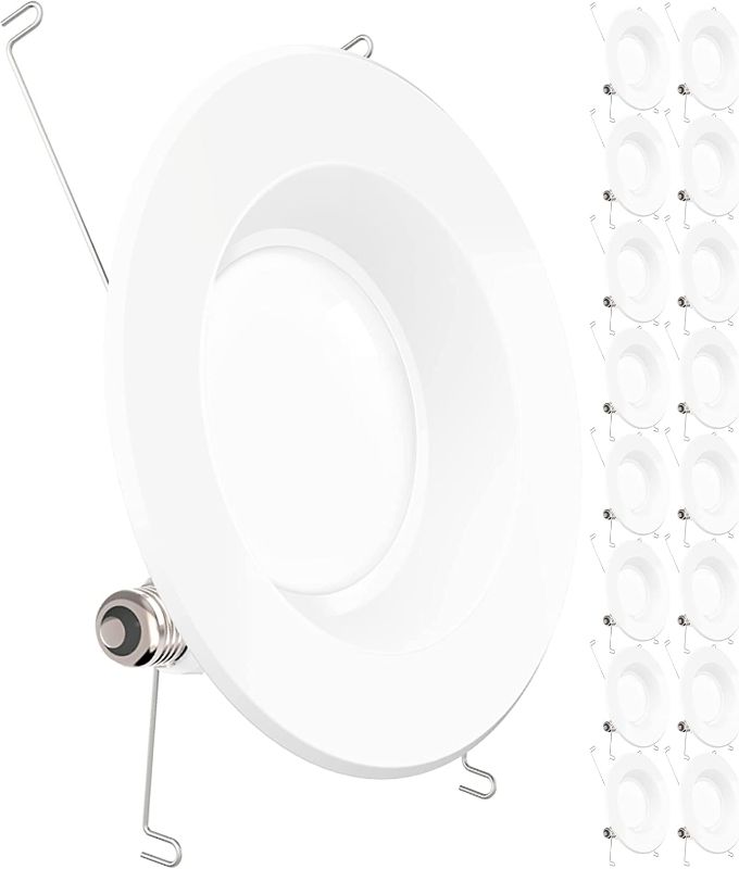 Photo 1 of Sunco Lighting 16 Pack 5/6 Inch LED Can Lights Retrofit Recessed Lighting, Smooth Trim, Dimmable, 5000K Daylight, 13W=75W, 965 LM, Damp Rated, Replacement Conversion Kit