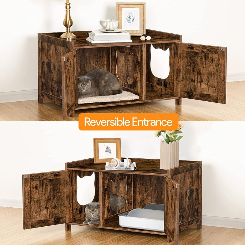 Photo 1 of ALLOSWELL Cat Litter Box Enclosure, Hidden Cat Washroom Furniture, Cat Box Cabinet Storage Bench,