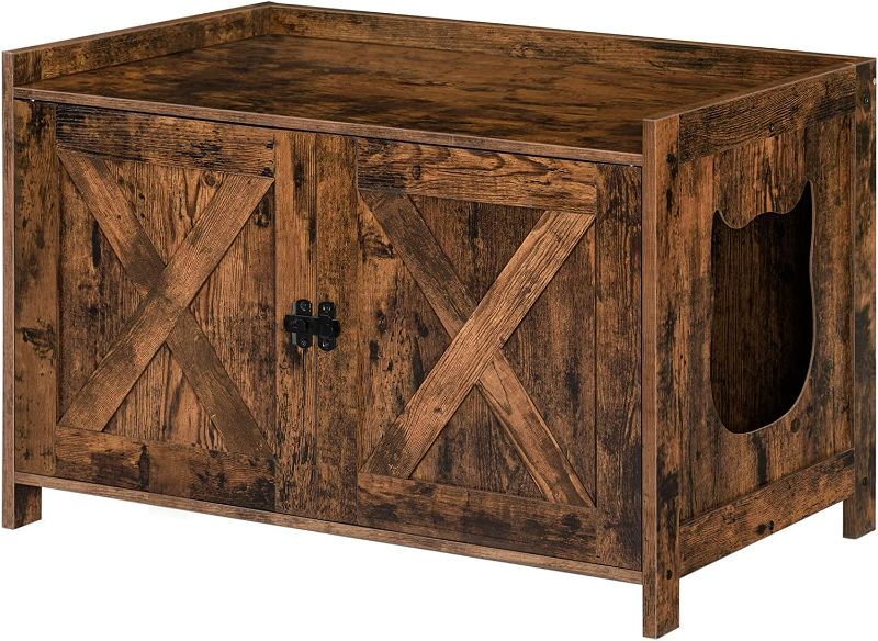 Photo 1 of ALLOSWELL Cat Litter Box Enclosure, Hidden Cat Washroom Furniture, Cat Box Cabinet Storage Bench,