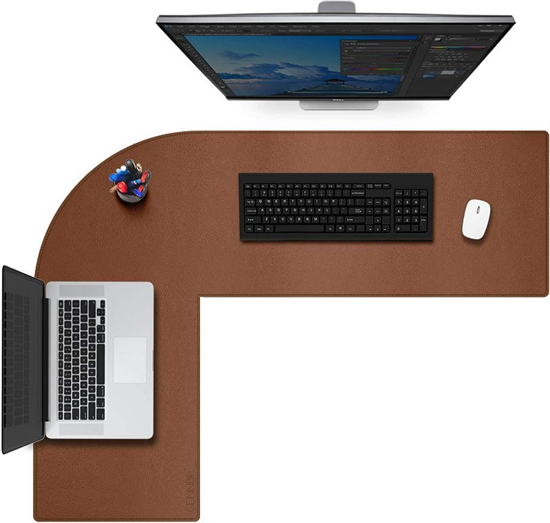 Photo 1 of Dual Sided L Shaped Desk Pad,??43.31x51.18x15.75 inches Corner Leather Desk Pad