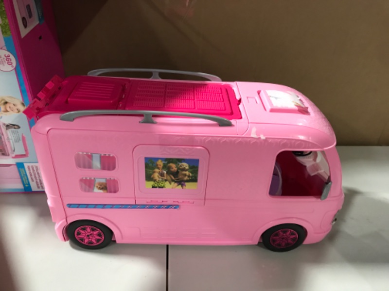 Photo 2 of Barbie Camper Playset With Barbie Accessories, Pool And Furniture, Rolling Vehicle With Campsite Transformation??? [Amazon Exclusive]