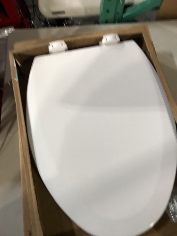 Photo 2 of Bemis 1500EC 390 Toilet Seat with Easy Clean & Change Hinges, Elongated, Durable Enameled Wood, Cotton White Cotton White 1 Pack Elongated Toilet Seat