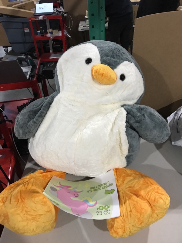 Photo 2 of Animal Adventure | Sqoosh2Poof Giant, Cuddly, Ultra Soft Plush Stuffed Animal with Bonus Interactive Surprise - 54" Penguin