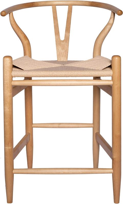 Photo 2 of Amazon Brand – Stone & Beam Wishbone Counter-Height Barstool, 35.5"H, Birch Wood, Natural / Natural Birch/Natural Counter-height stool