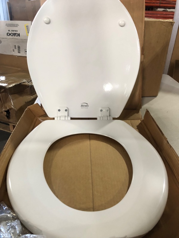 Photo 4 of Bemis 500EC 390 Lift-Off Wood Round Toilet SEAT, Cotton White